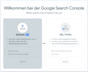 GSC- Vergleich Domain vs. URL-Präfix