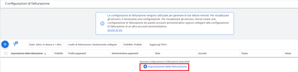 informazioni sul pagamento di google ads