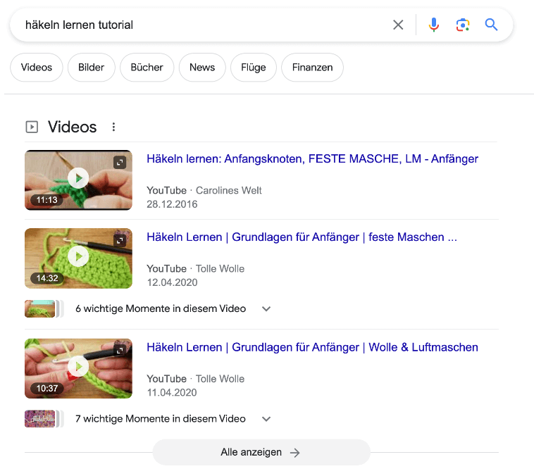 Google Videos als Bestandteil der SERP