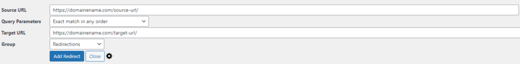 WordPress Plugin Add new redirection 301